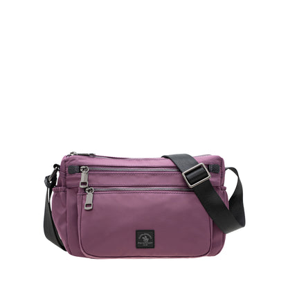 Women Nylon Trim Leather Sling Bag