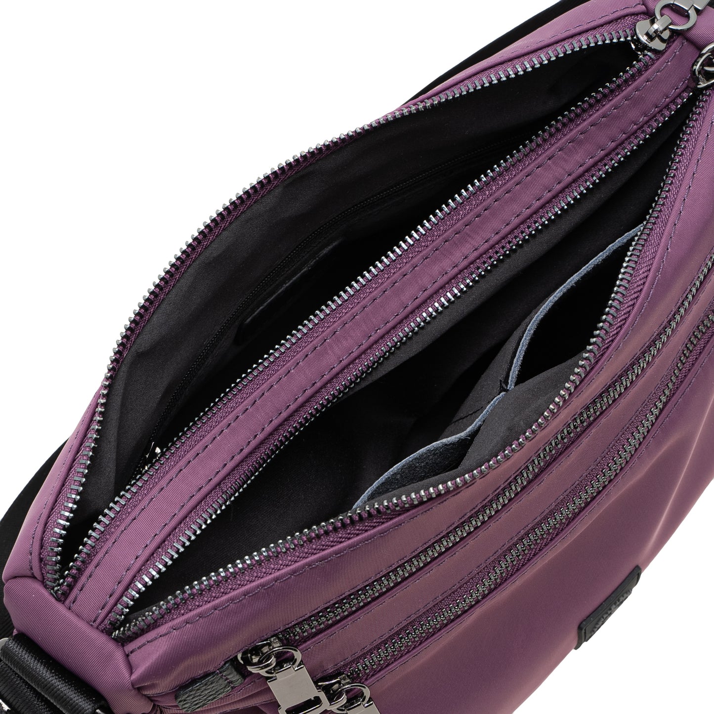 Women Nylon Trim Leather Sling Bag