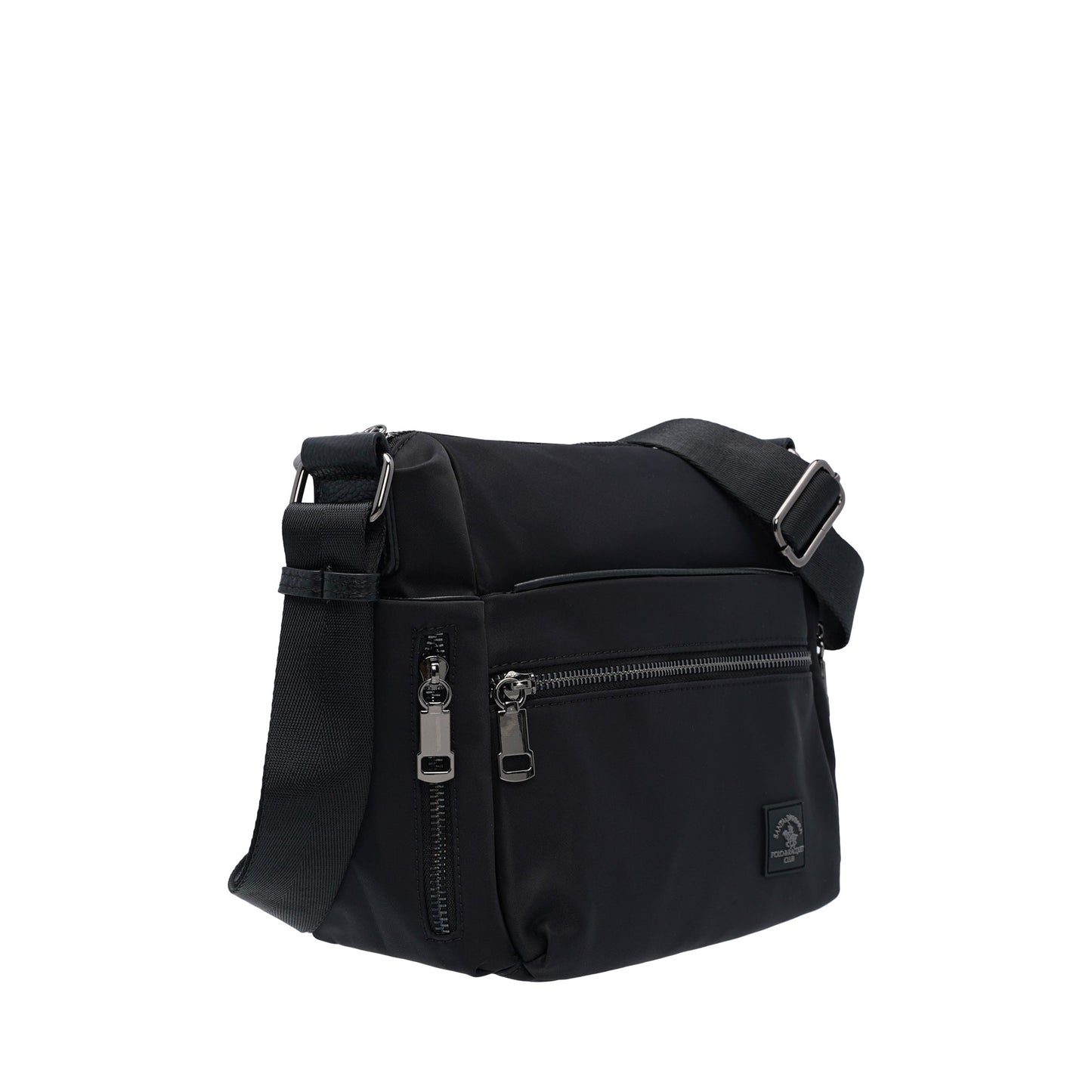 Nylon Trim Leather Sling Bag