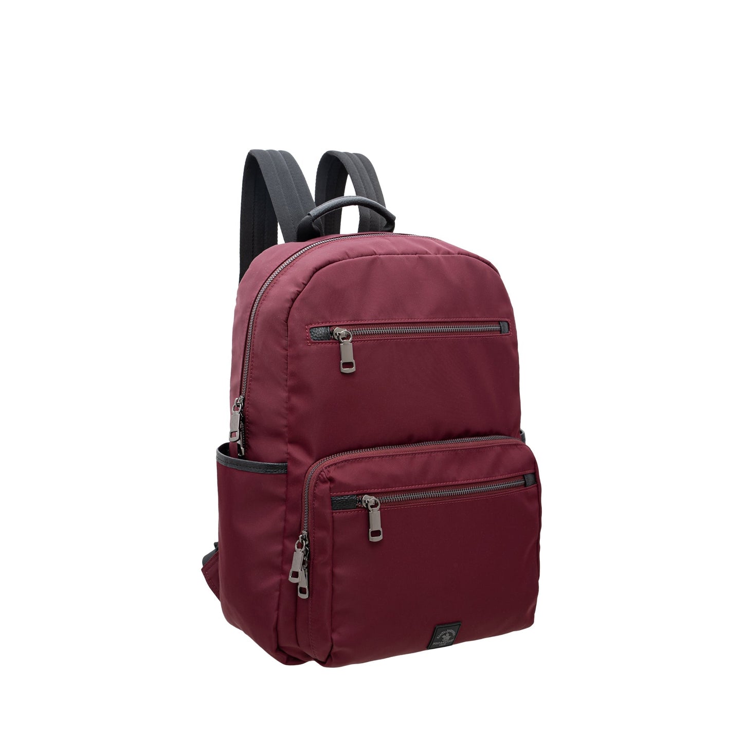 Nylon Trim Leather Backpack