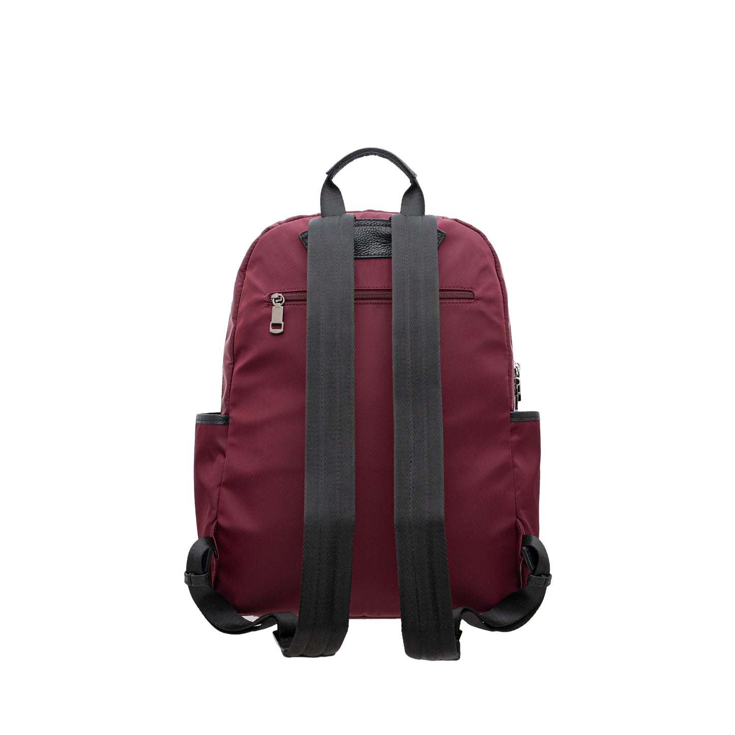 Nylon Trim Leather Backpack