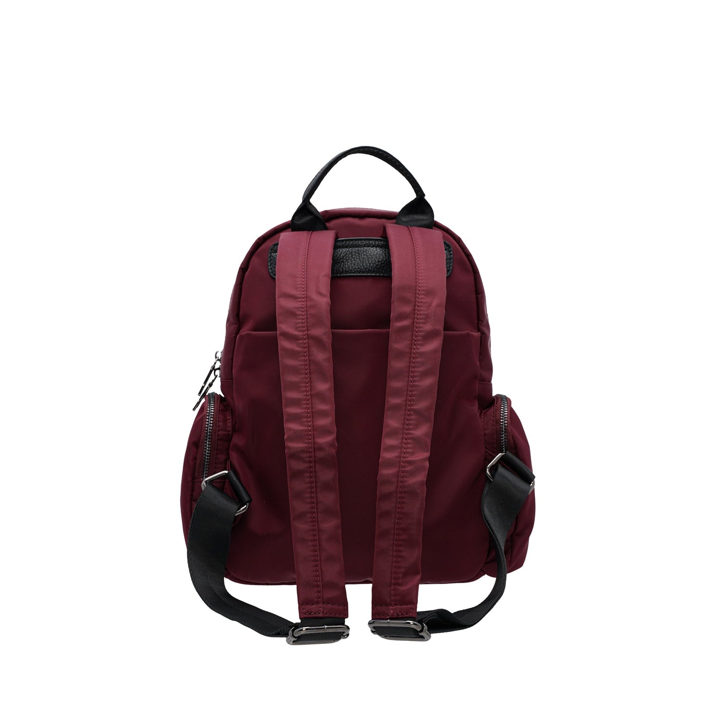 Ladies Nylon Trim Leather Backpack