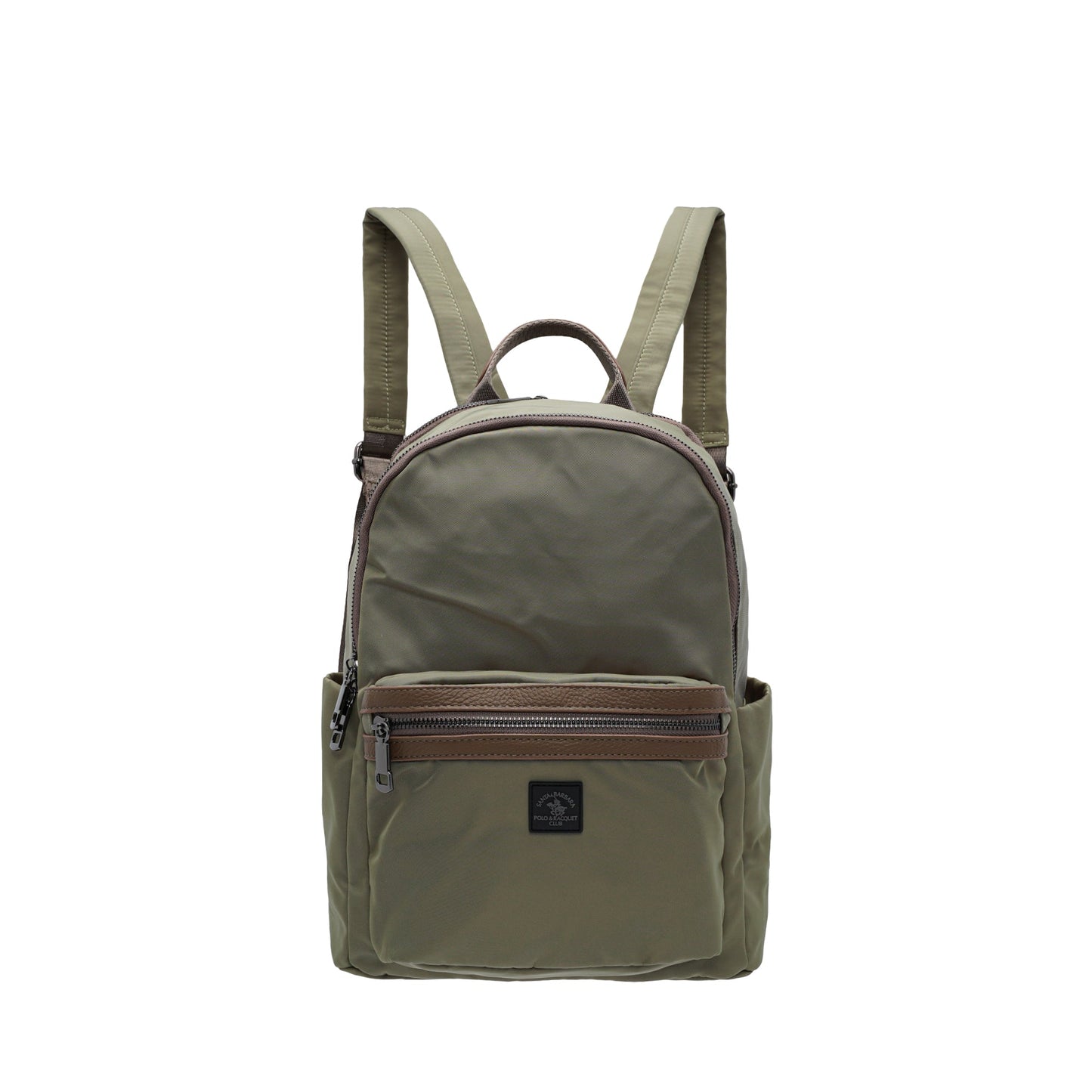 Ladies Nylon Trim Leather Backpack