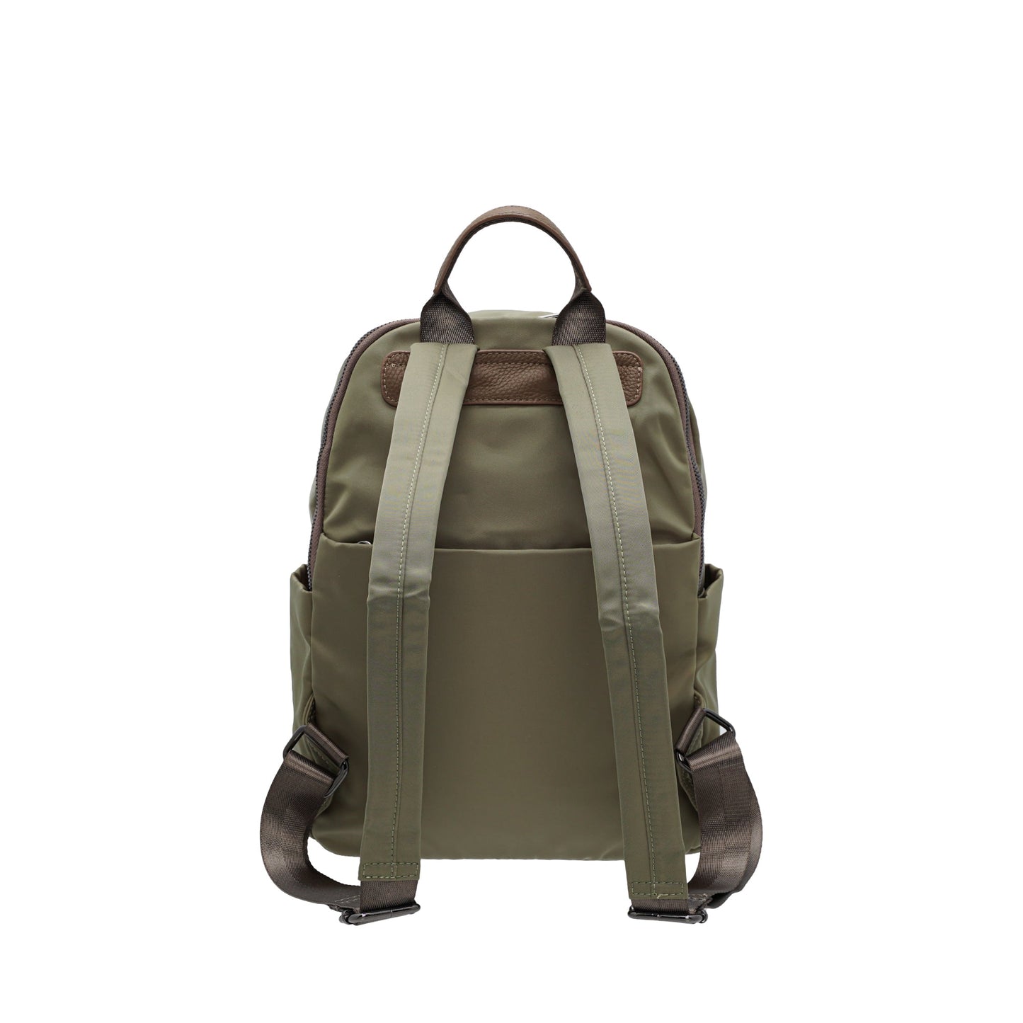 Ladies Nylon Trim Leather Backpack