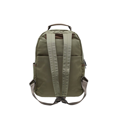 Ladies Nylon Trim Leather Backpack