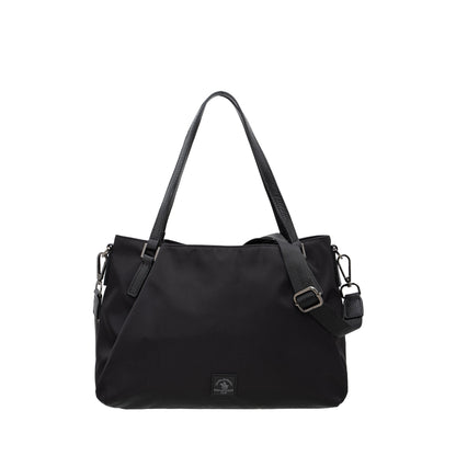 Women Nylon Trim Leather Tote Bag