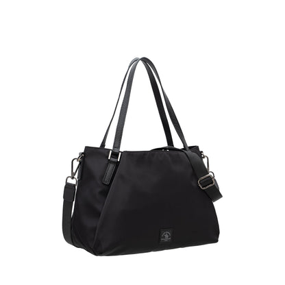 Women Nylon Trim Leather Tote Bag