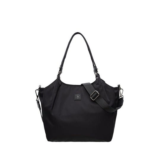 Women Nylon Trim Leather Tote Bag