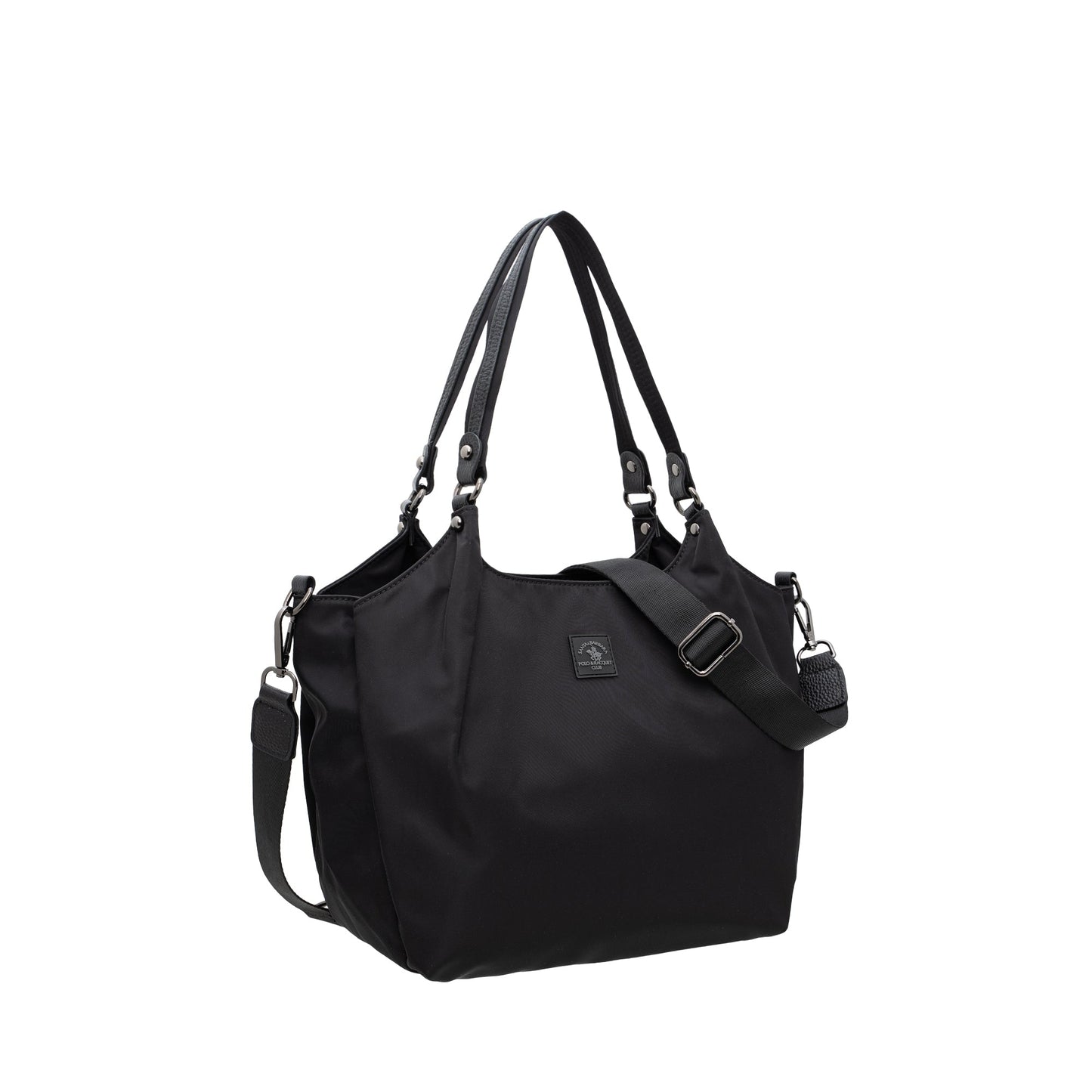 Women Nylon Trim Leather Tote Bag