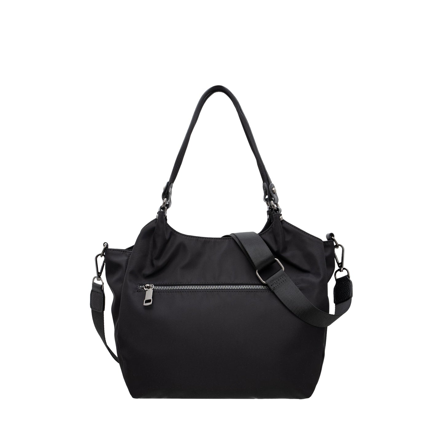 Women Nylon Trim Leather Tote Bag