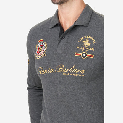 Santa Barbara Polo & Racquet Club Men's Long Sleeve Polo Tee - Racing Collection