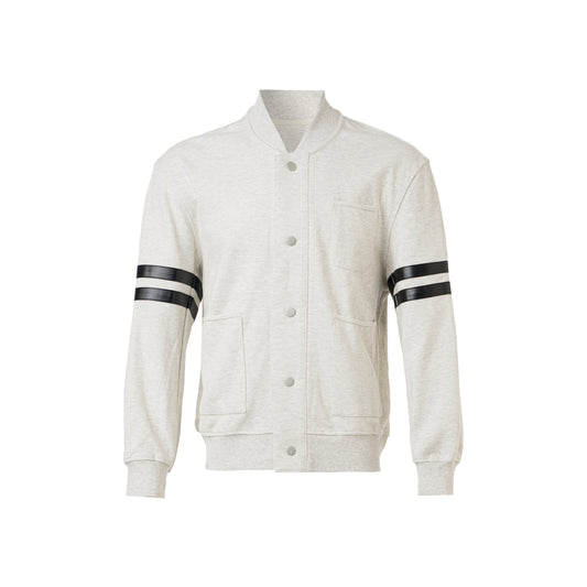 Leather Stripe Baseball Jacket