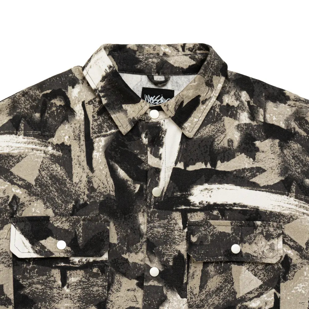 Brush Print Effect Long Sleeve Shirt